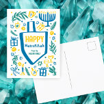 Whimsical Cute Dreidel Menorah CUSTOM HANUKKAH Holiday Postcard<br><div class="desc">Perfect cute card for a fun holiday card! Hand made art for you! FULLY CUSTOMIZABLE! Click on “Personalize” above to edit the text. Click "edit using design tool" to adjust the fonts, colors and placements. (check my shop for alternate designs too) This is a postcard, check my shop for folded...</div>