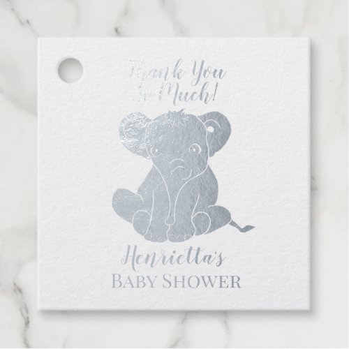 Whimsical Cute Elephant Baby Shower Thank You Foil Favor Tags