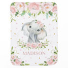Whimsical Cute Elephant Soft Pink Blush Floral Baby Blanket Whimsical Cute Elephant Soft Pink Blush Floral Baby Blanket