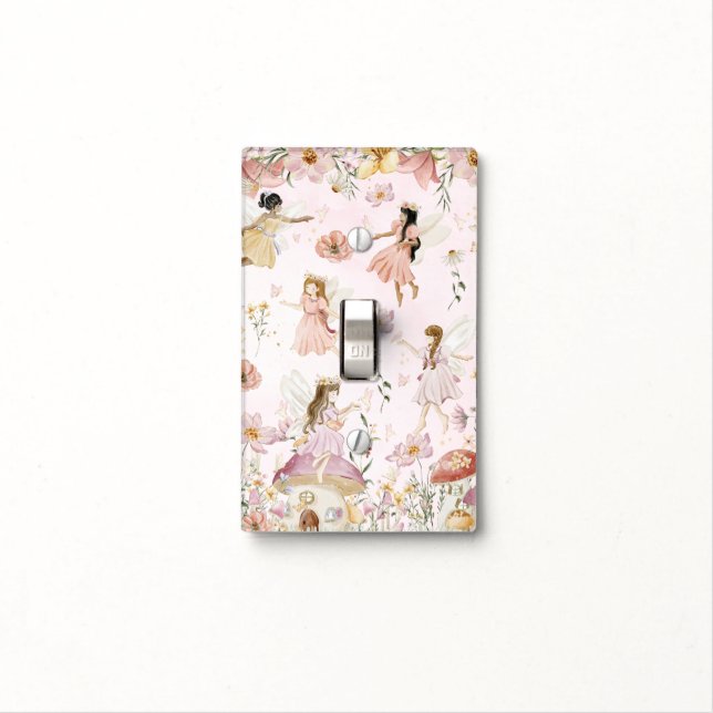 Whimsical Cute Fairies Wildflower Garden Meadow  Light Switch Cover (In Situ)