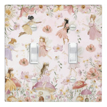 Whimsical Cute Fairies Wildflower Garden Meadow  Light Switch Cover