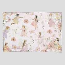 Whimsical Cute Fairies Wildflower Garden Meadow  Pillow Case