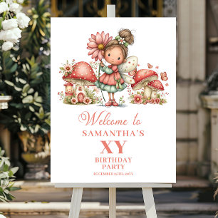 Whimsical Cute Fairy 3rd Birthday Welcome Sign