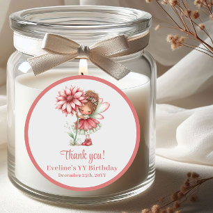 Whimsical Cute Fairy Blush Floral Girl Birthday Classic Round Sticker