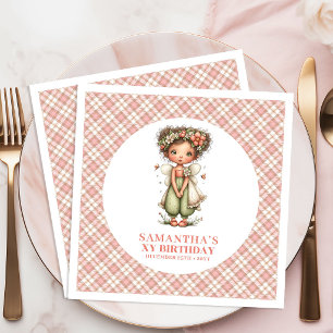 Whimsical Cute Fairy Floral 5th Birthday Party  Paper Dinner Napkins