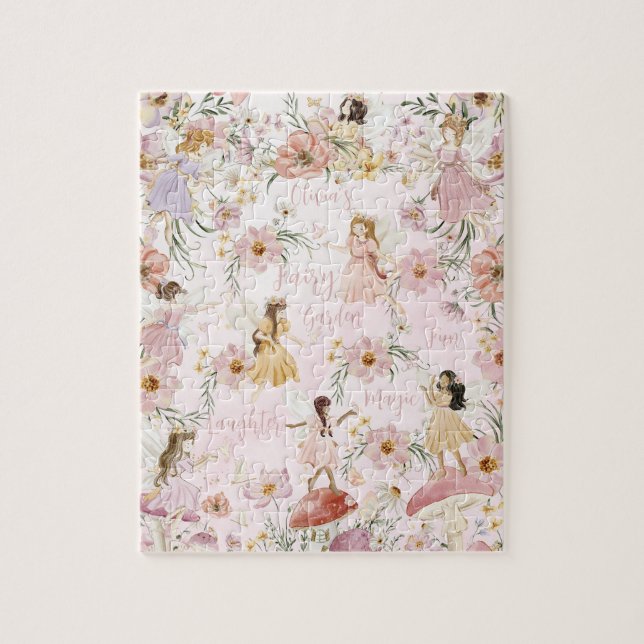 Whimsical Cute Fairy Wildflower Garden Meadow Jigsaw Puzzle (Vertical)