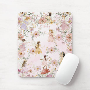 Whimsical Cute Fairy Wildflower Garden Meadow Mouse Pad
