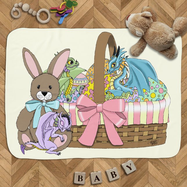 Whimsical Cute Fantasy Dragons Easter Basket  Baby Blanket (Creator Uploaded)