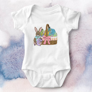 Whimsical Cute Fantasy Dragons Easter Basket Baby Bodysuit