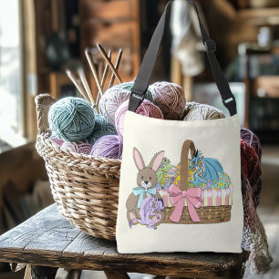 Whimsical Cute Fantasy Dragons Easter Basket Crossbody Bag