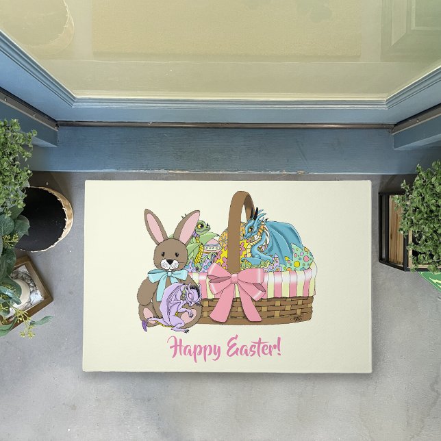 Whimsical Cute Fantasy Dragons Easter Basket  Doormat (Creator Uploaded)
