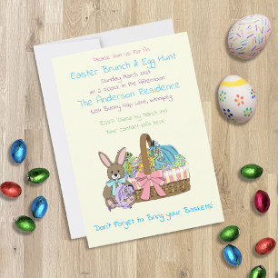Whimsical Cute Fantasy Dragons Easter Basket Invitation