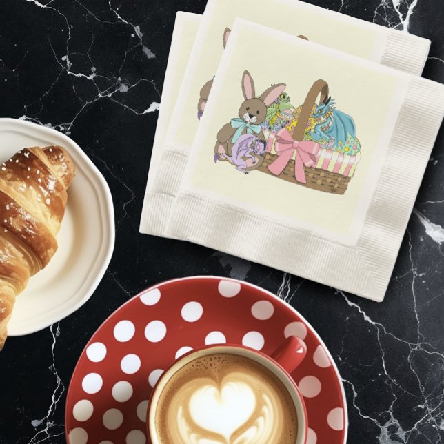 Whimsical Cute Fantasy Dragons Easter Basket  Napkins (Creator Uploaded)