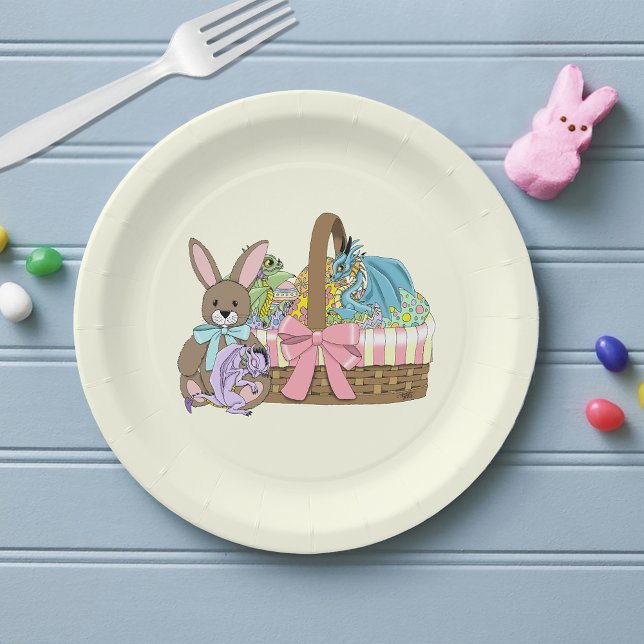 Whimsical Cute Fantasy Dragons Easter Basket  Paper Plates (Creator Uploaded)