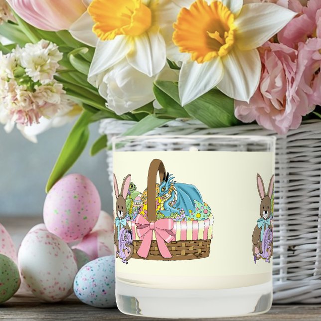 Whimsical Cute Fantasy Dragons Easter Basket  Scented Candle (Creator Uploaded)