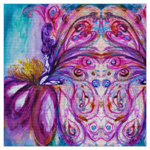 WHIMSICAL CUTE FLOWER FAIRY,BLUE PINK PURPLE WINGS FABRIC