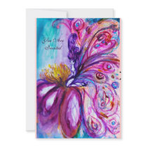 WHIMSICAL CUTE FLOWER FAIRY IN PINK,GOLD SPARKLES INVITATION