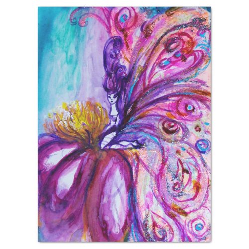 WHIMSICAL CUTE FLOWER FAIRY IN PINKGOLD SPARKLES TISSUE PAPER