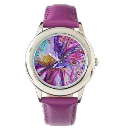 WHIMSICAL CUTE FLOWER FAIRY IN PINKGOLD SPARKLES WATCH