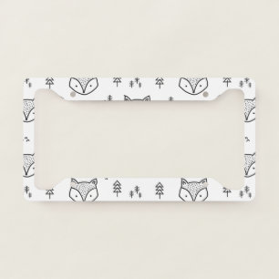 Whimsical Cute Fox in White Background License Plate Frame