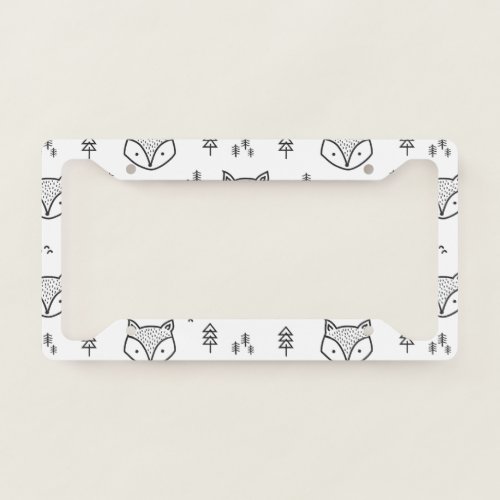 Whimsical Cute Fox in White Background License Plate Frame
