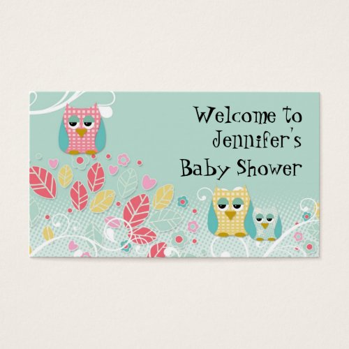 Whimsical Cute Fun Swirl Owl Owls Baby Name Wall Business Card Templates