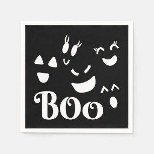Whimsical Cute Ghost Face Boo Halloween Themed BLK Napkins