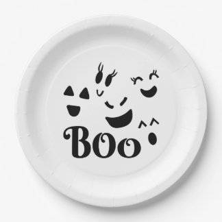 Whimsical Cute Ghost Face, Boo, Halloween Themed Paper Plates