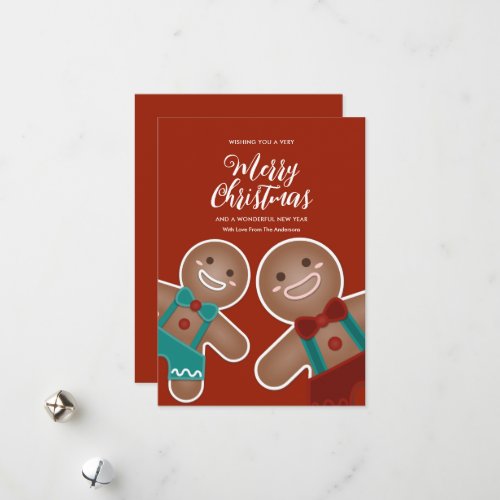 Whimsical Cute Gingerbread Cookies Merry Christmas Holiday Card