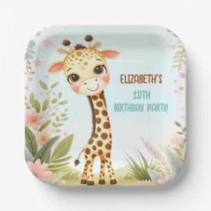 Whimsical Cute Giraffe Birthday Kids Party Paper Plates