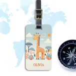 Whimsical Cute Giraffe in Savanna Luggage Tag<br><div class="desc">This cute personalized luggage tag features a whimsical adorable giraffe in a beautiful savanna surrounding.</div>