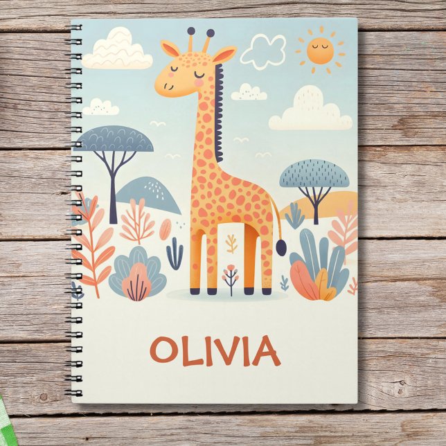 Whimsical Cute Giraffe in Savanna Notebook (Creator Uploaded)