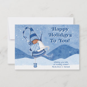 Whimsical Cute Gnome Happy Holidays Thank You Card