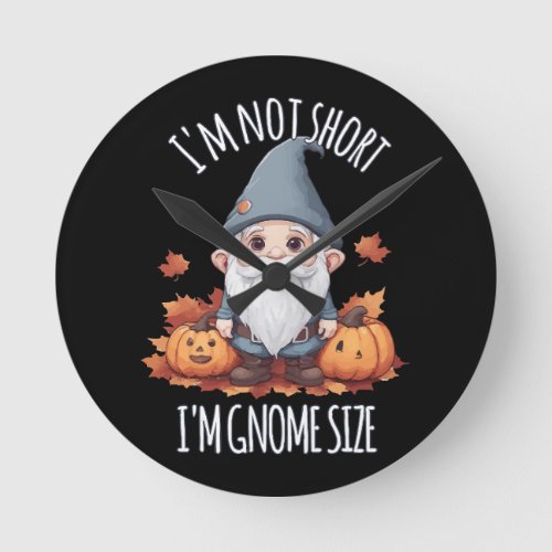 Whimsical Cute Gnome in Autumn Round Clock