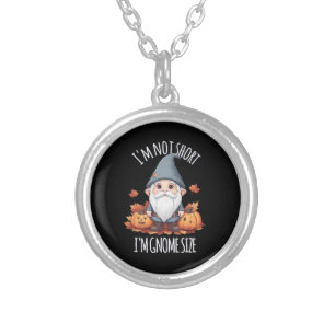 Whimsical Cute Gnome in Autumn Silver Plated Necklace