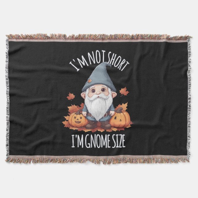 Whimsical Cute Gnome in Autumn Throw Blanket (Front)