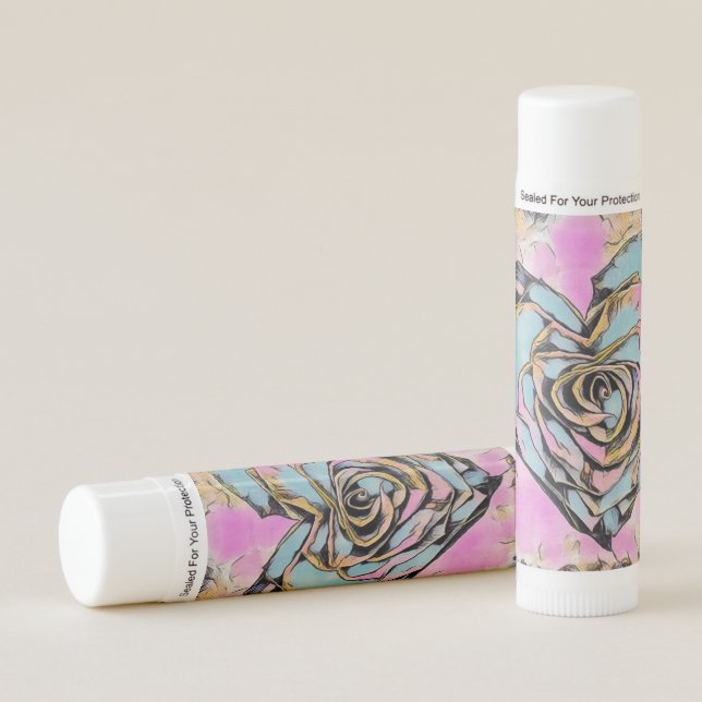 Whimsical cute heart colorful drawing      lip balm (Front)