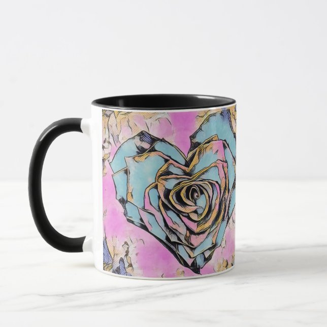 Whimsical cute heart colorful drawing   mug (Left)