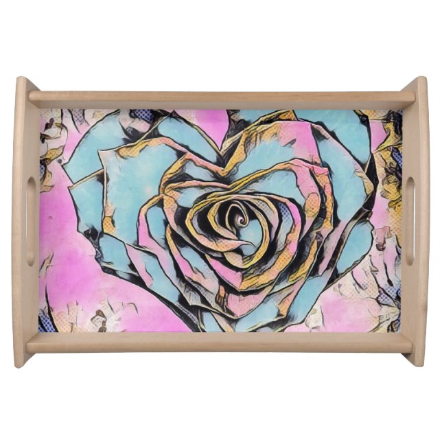 Whimsical cute heart colorful drawing    serving tray (Front)