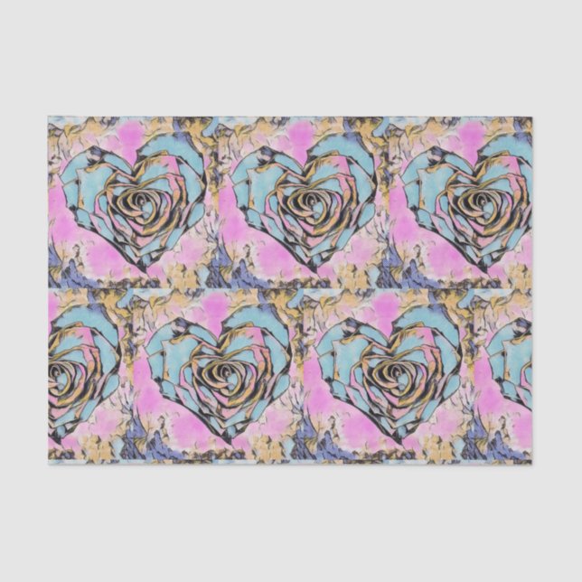 Whimsical cute heart colorful drawing    tissue paper (Front)