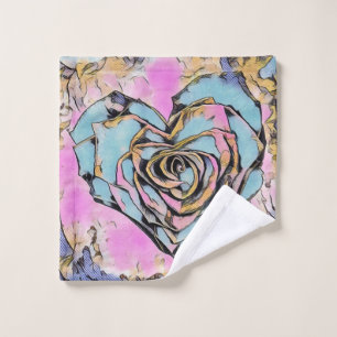 Whimsical cute heart colorful drawing wash cloth