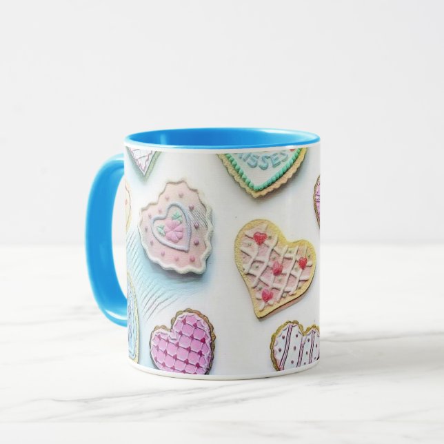Whimsical cute hearts colorful drawing   mug (Front Left)