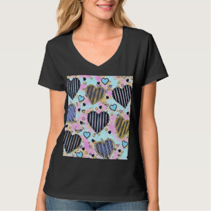Whimsical cute hearts colorful drawing    T-Shirt
