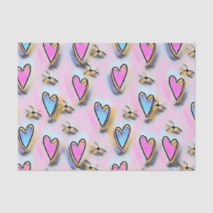 Whimsical cute hearts colorful drawing tissue paper