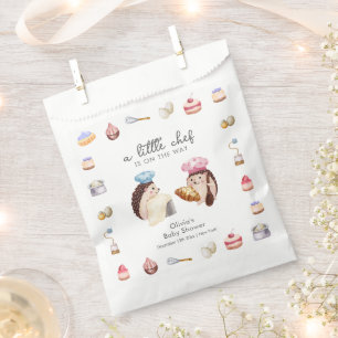 Whimsical Cute Hedgehog Chef Baker Baby Shower Favor Bag