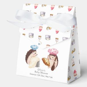 Whimsical Cute Hedgehog Chef Baker Baby Shower Favor Boxes