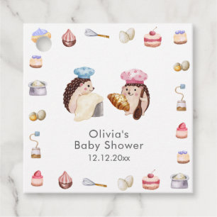 Whimsical Cute Hedgehog Chef Baker Baby Shower Favor Tags