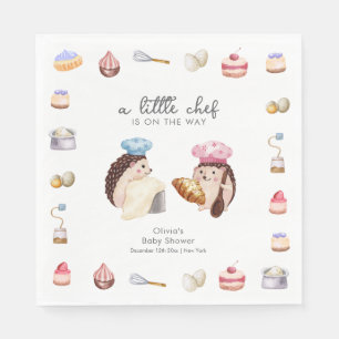 Whimsical Cute Hedgehog Chef Baker Baby Shower Napkins