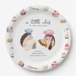Whimsical Cute Hedgehog Chef Baker Baby Shower  Paper Plates