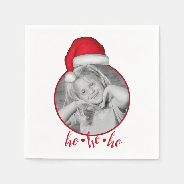 Whimsical Cute Holiday Christmas Photo Family Napkins (Front)